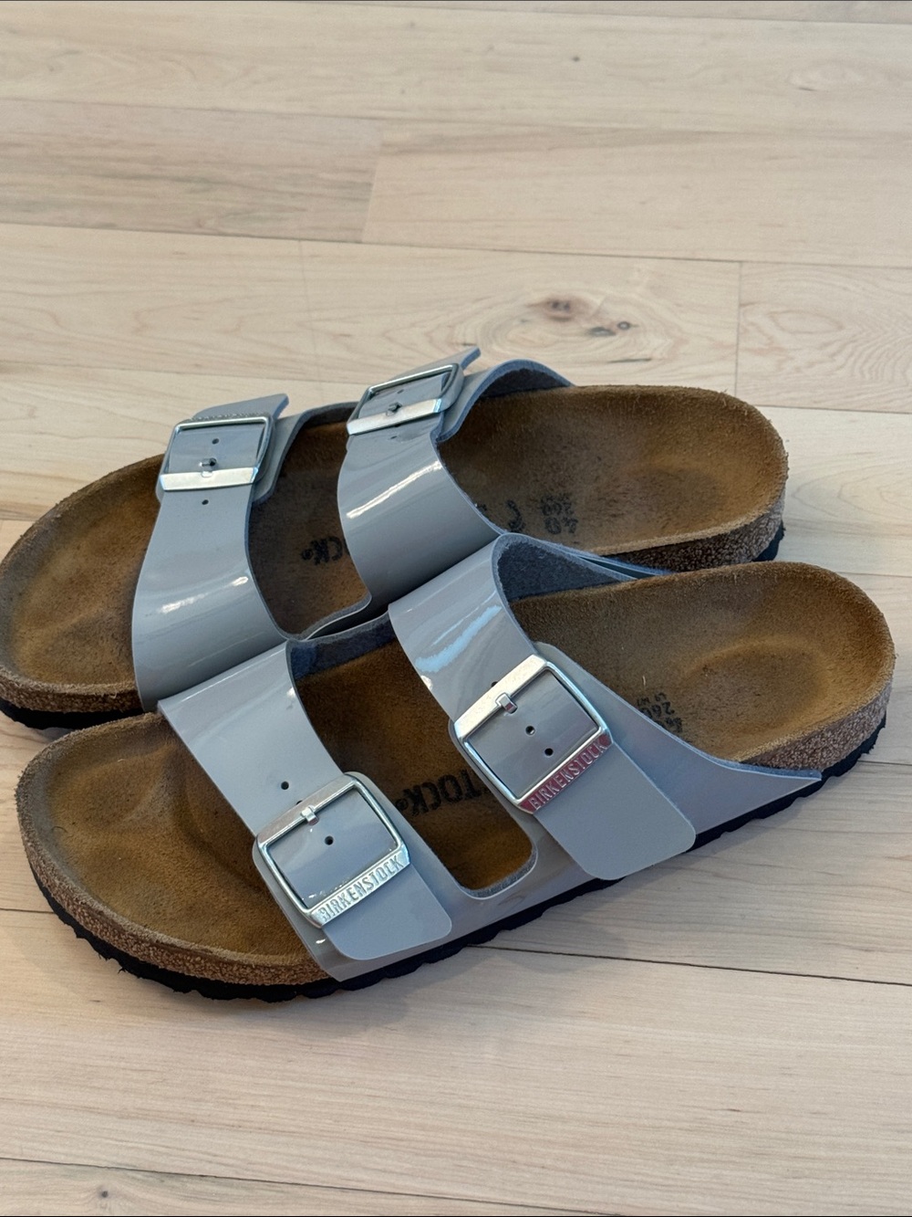 Birkenstock Arizona sandals-patent alloy gray-Size 40-W 9-9.5-Boho-Hippie